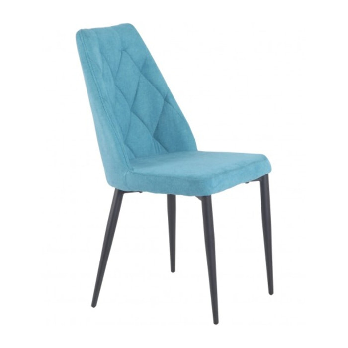 Chaise en tissu capitonné avec piètement métal noir - TOMEN