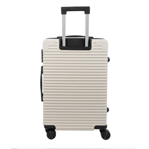 Juego de 3 maletas Trolley, en material ligero ABS de alta resistencia con esquinas reforzadas. Cerradura numérica y 4 ruedas dobles extraíbles y giratorias 360°.