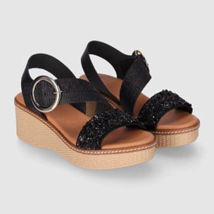 Sandalias de Piel - Negro - Tacón: 5 cm