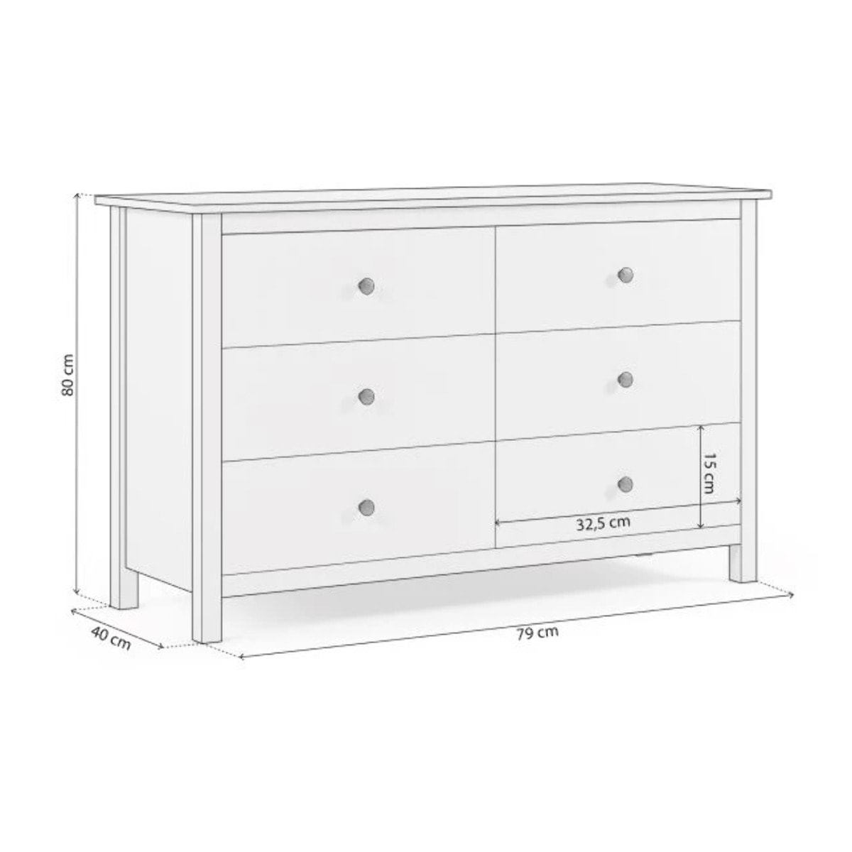 Cómoda Bay 6 cajones Blanco