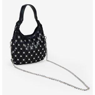 Bolso de mano negro con tachas