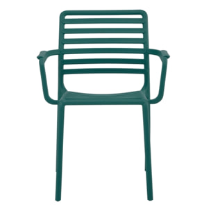 Set da 4 sedie da giardino in polipropilene verde petrolio con braccioli – Tago