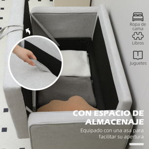 Sofá de 2 Plazas con Espacio de Almacenamiento, Sofá Moderno de Terciopelo con Patas de Madera, Respaldo Capitoné, para Salón, Dormitorio, Oficina, 117x62x78 cm, Gris Claro