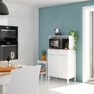 Mueble Auxiliar De Cocina 2 Puertas 126x72x40 Cm Blanco Artik / Roble Canadian