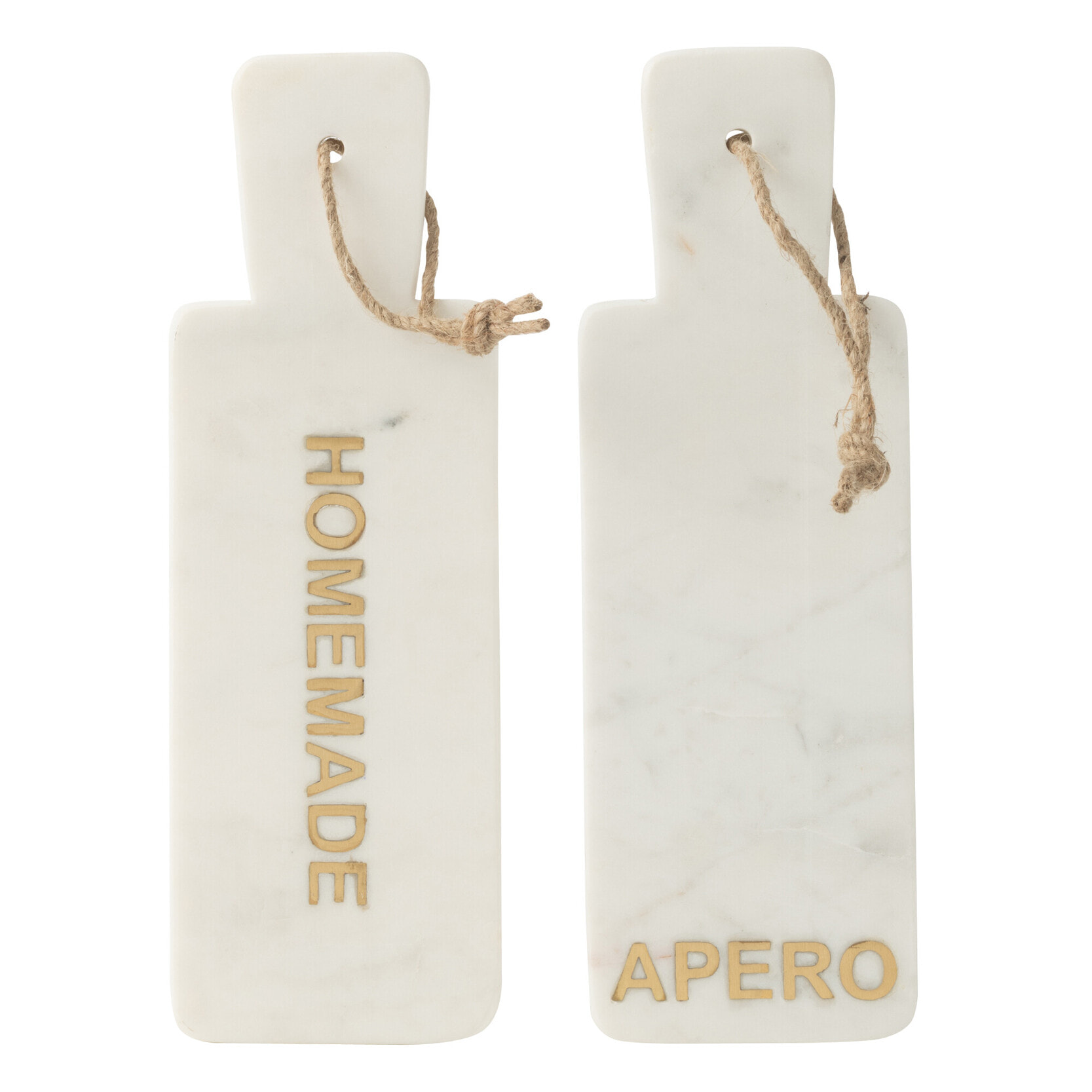 J-Line planche à fromage Rectangle Apero/Homemade Marbre - pierre - blanc - 2 pcs