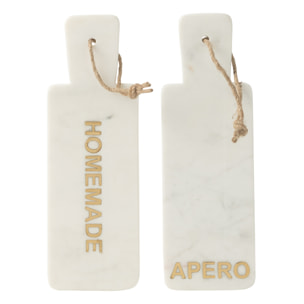 J-Line planche à fromage Rectangle Apero/Homemade Marbre - pierre - blanc - 2 pcs