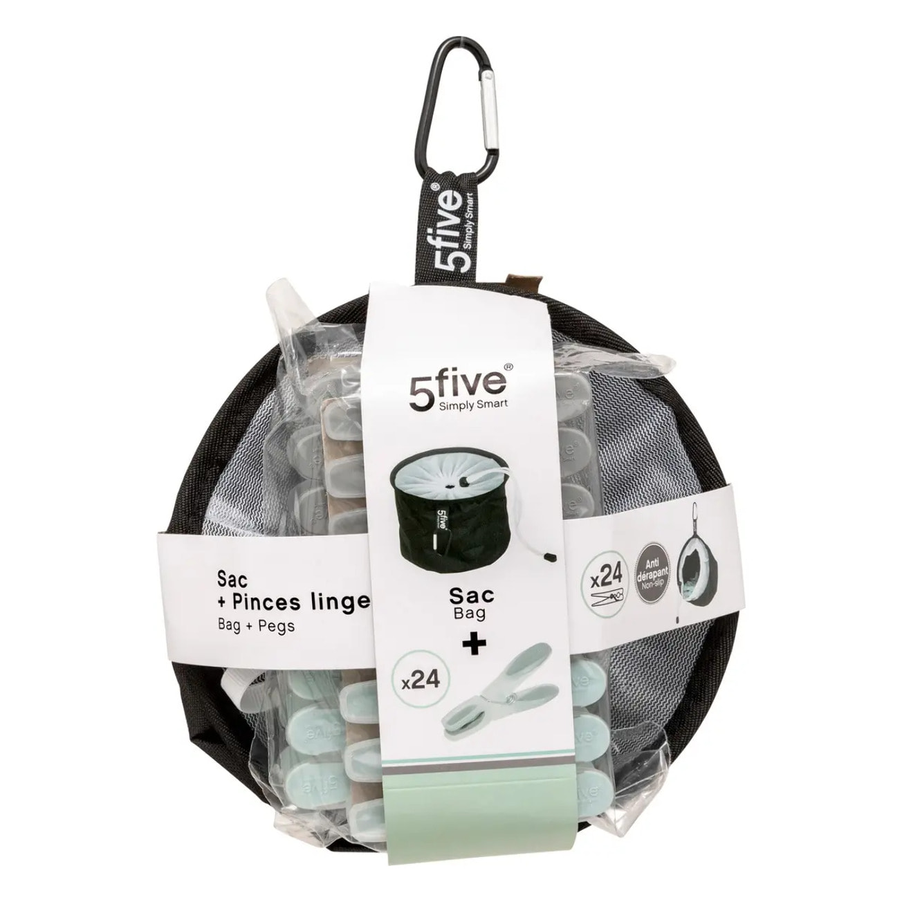 24 pinces à linge avec sac de rangement