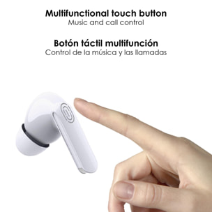 Cuffie TWS Y113 Bluetooth 5.1, comandi touch, base di ricarica da 200 mAh.