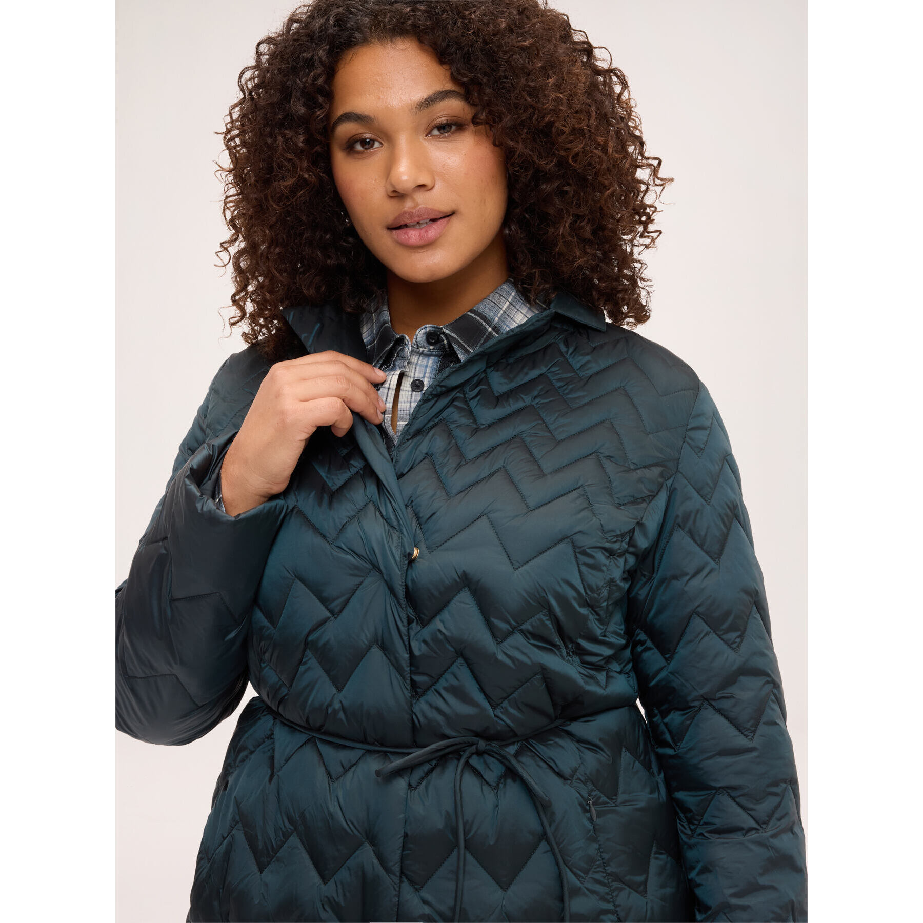 Fiorella Rubino - Piumino trapuntato con motivo chevron - Verde