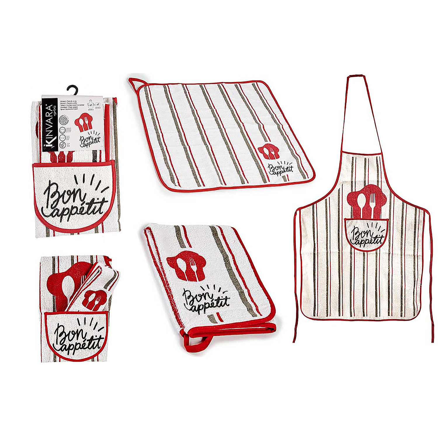 Set di grembiule + strofinaccio da cucina.