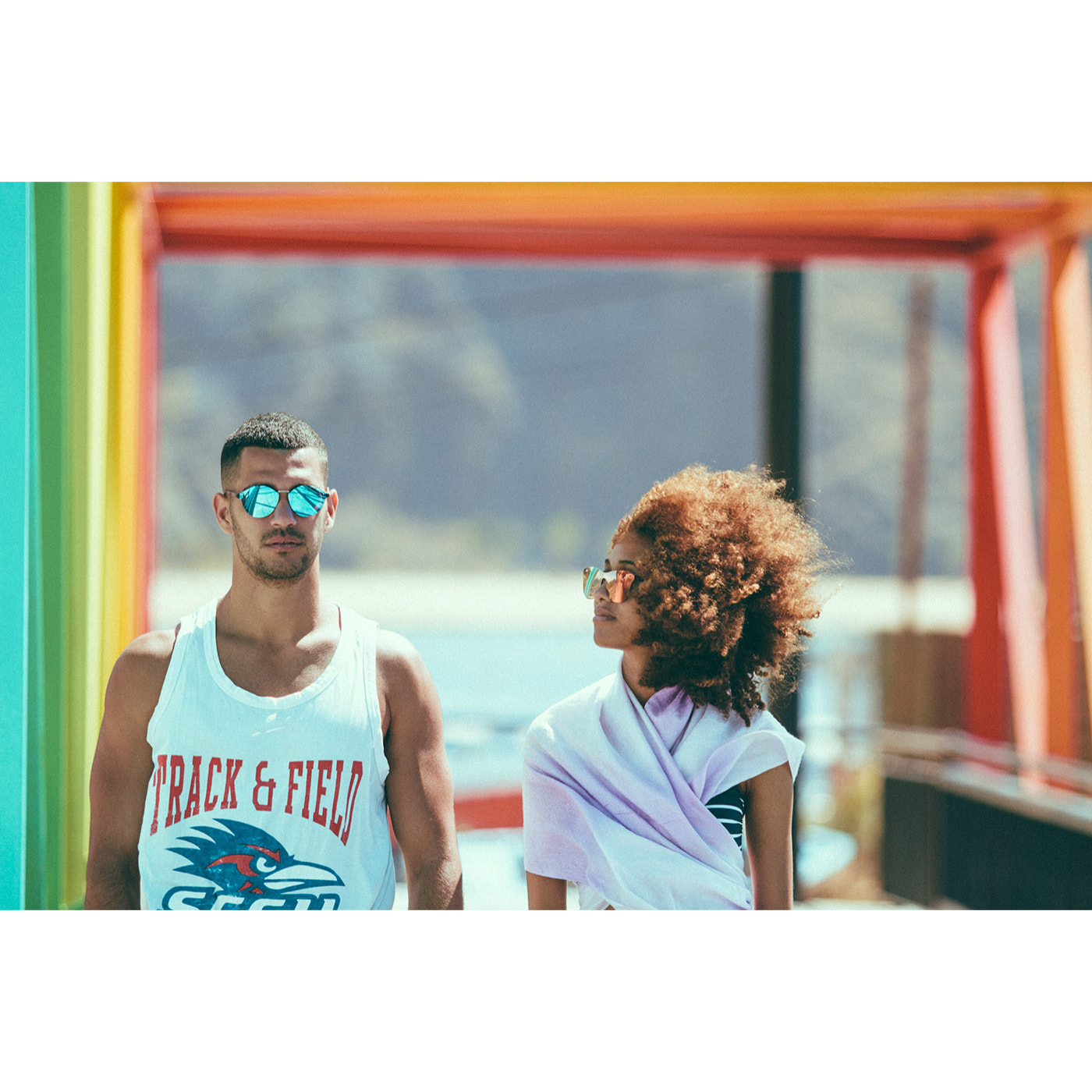 Gafas de sol OCEAN LA MISSION - Plana revo rosa con patilla gris