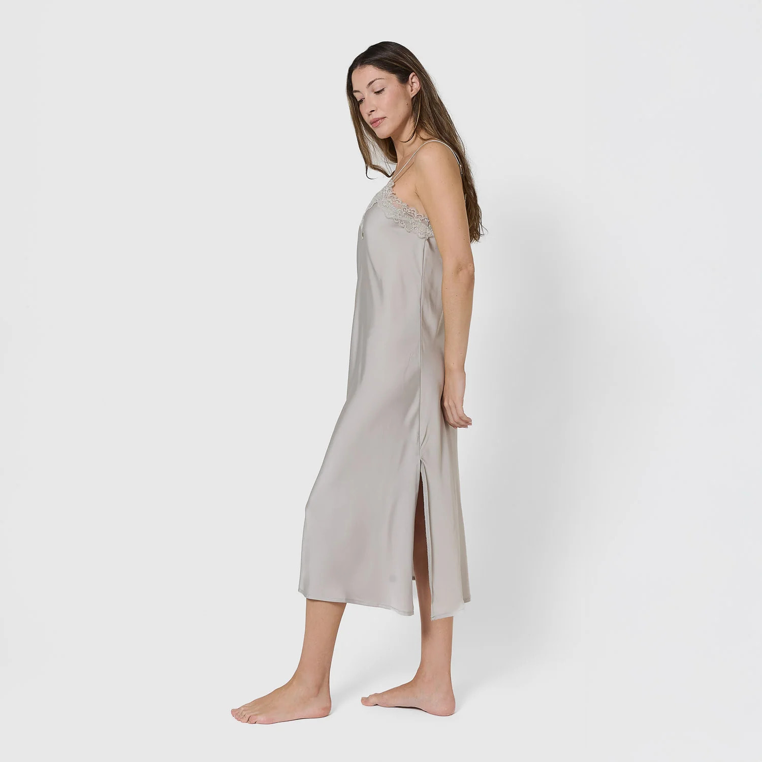 Camisón midi satén verde tiffany