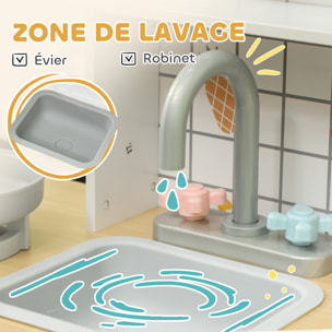 Cuisine en bois enfant effets sonores & lumineux micro-ondes lave-vaisselle four nombreux rangements accessoires