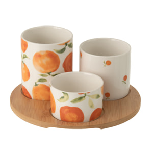 J-Line Plateau apéro Orange - céramique - blanc/orange - small
