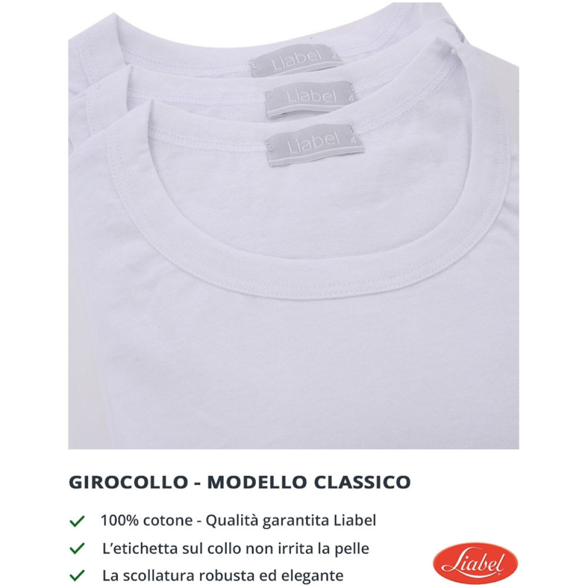 6 T-shirt da Uomo 100% Cotone LIABEL Art. 4428/t25 Girocollo