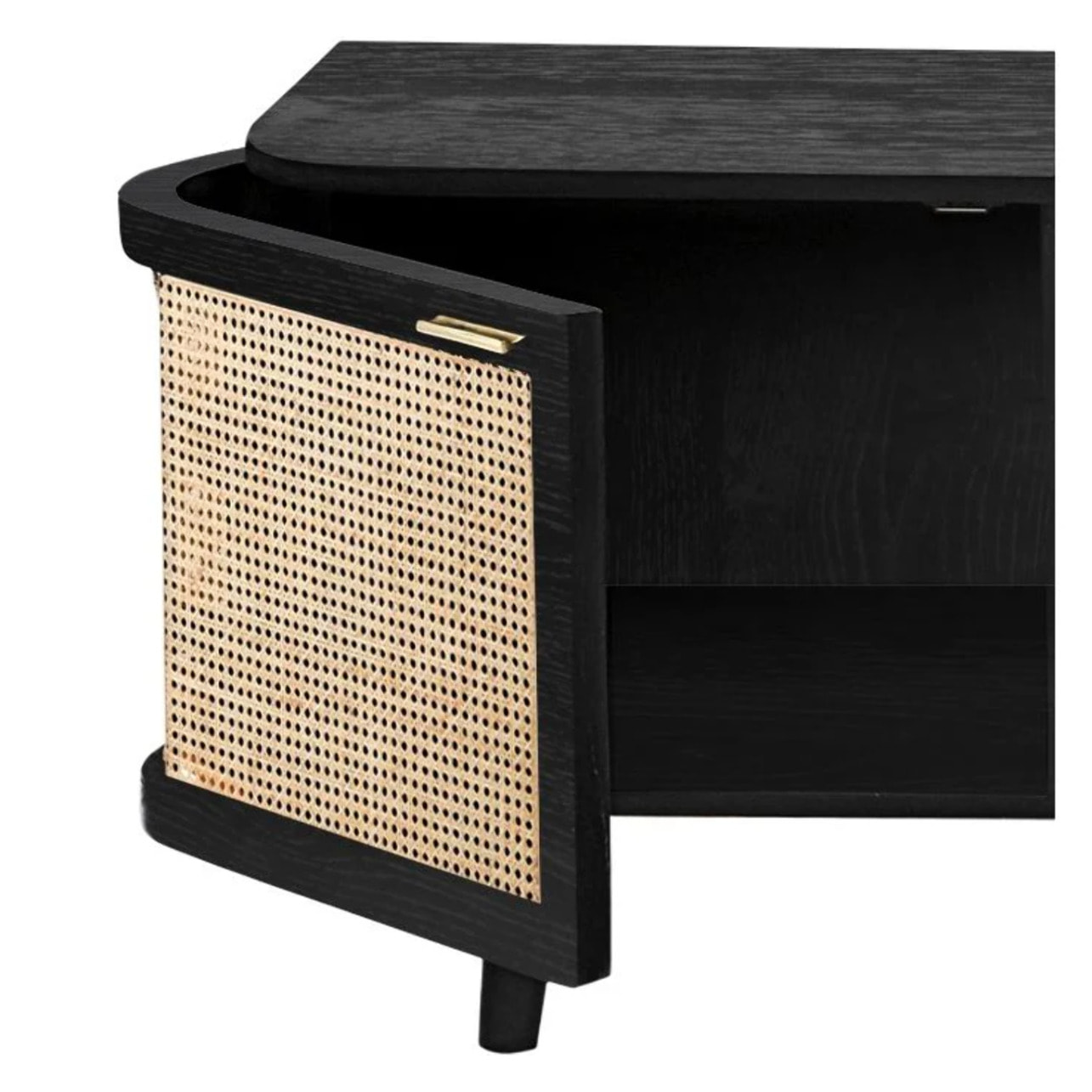 Meuble TV en bois de manguier et cannage 145 cm - Wendy