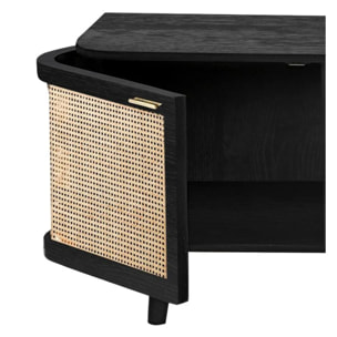 Meuble TV en bois de manguier et cannage 145 cm - Wendy
