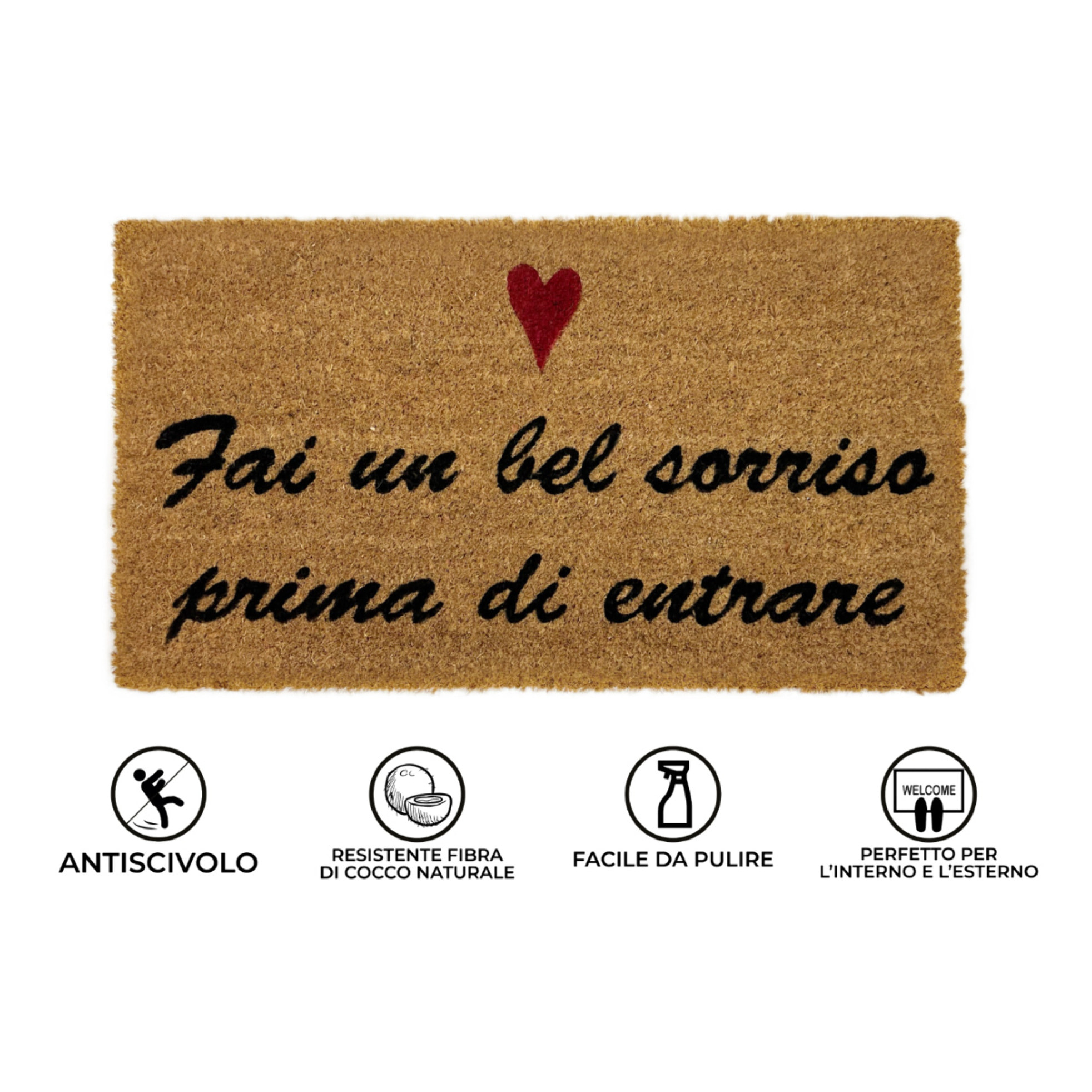 Zerbino Ingresso Casa Antiscivolo In Cocco Scritte Divertenti Sorriso