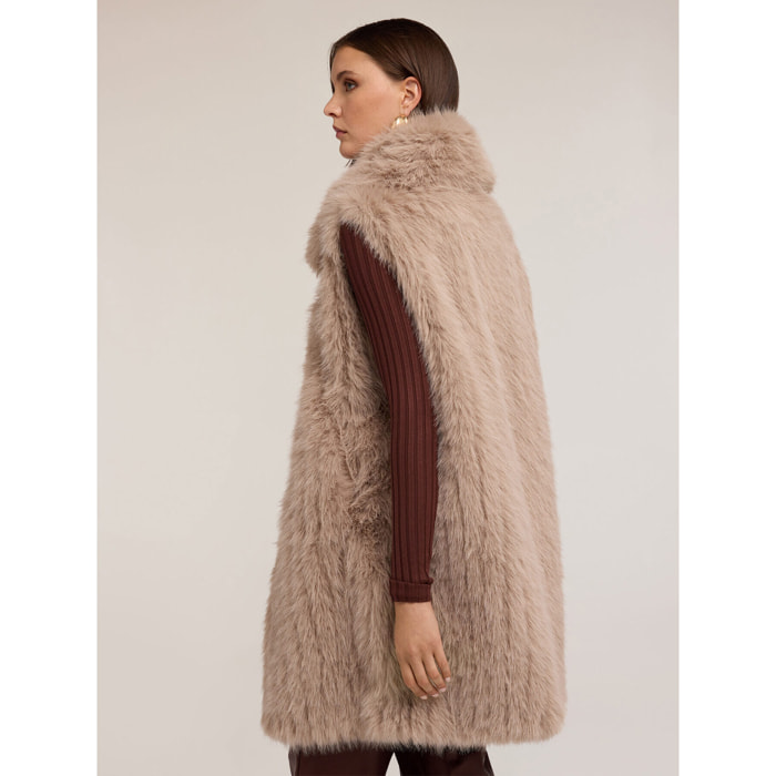Motivi - Gilet effetto teddy con ampio collo - Beige