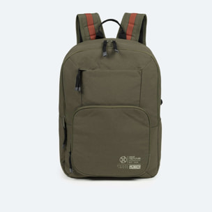 Mochila Doble Compartimento Sostenible Kaki TECA RECYCLED. DOUBLE