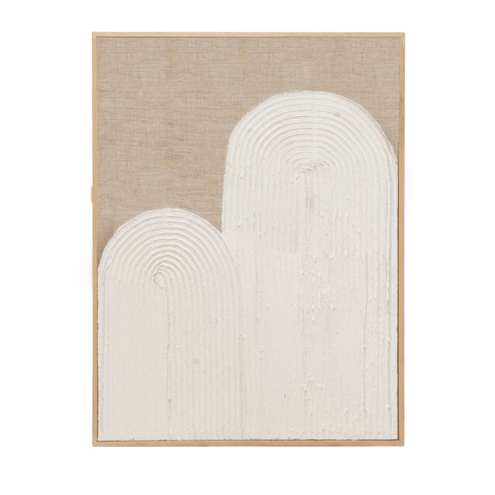 Cuadro blanco y beige decorativo sobre lino con bastidor de madera pintado artesanalmente con pintura al óleo en varias medidas
