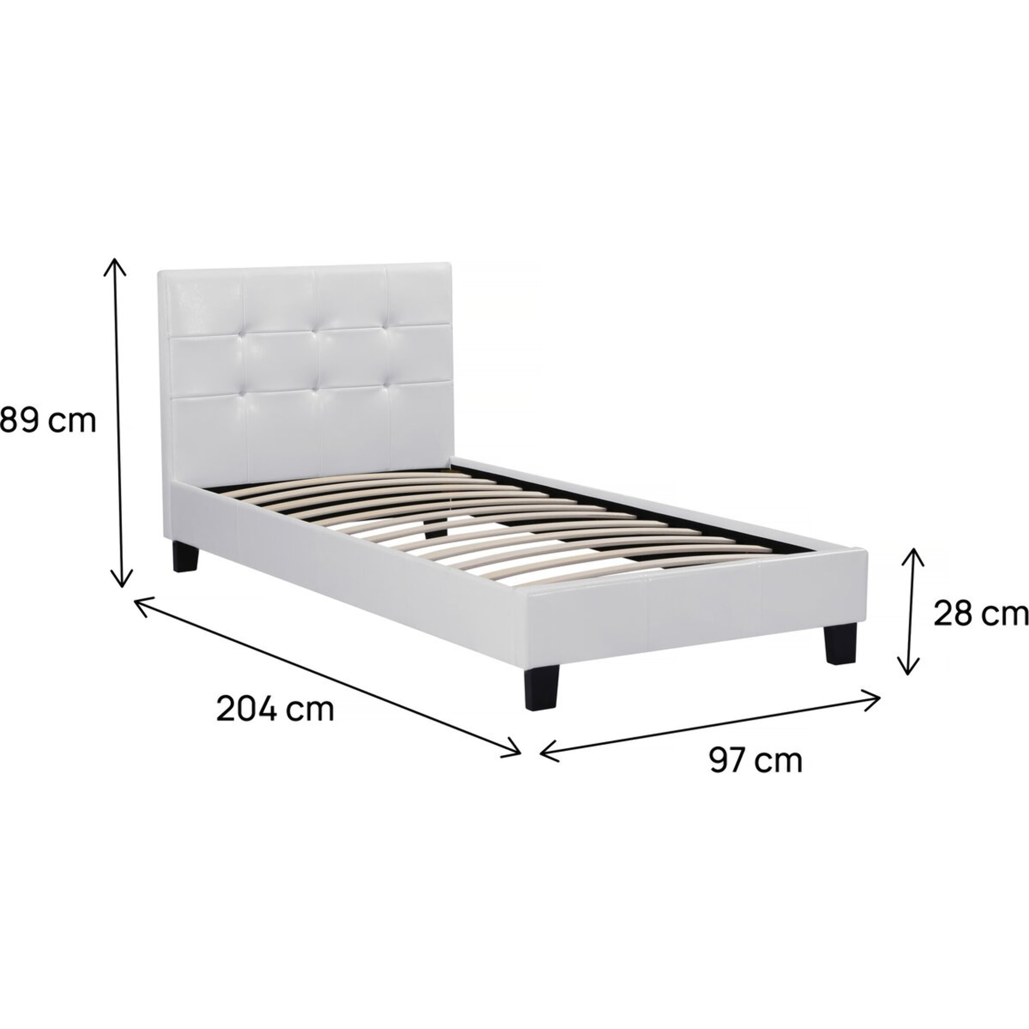 Lit simple en pvc "Julia" - 90 x 190 cm - Blanc