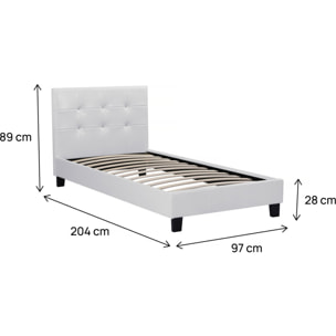 Lit simple en pvc "Julia" - 90 x 190 cm - Blanc