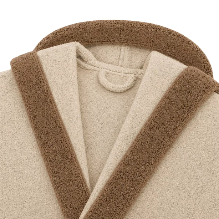 Peignoir a capuche pur coton 380 g/m² uni beige marron Club stone