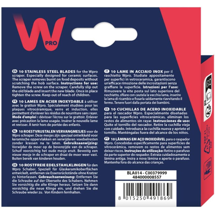 Lame WPRO POUR SCR300 GRATTOIR PLAQUE