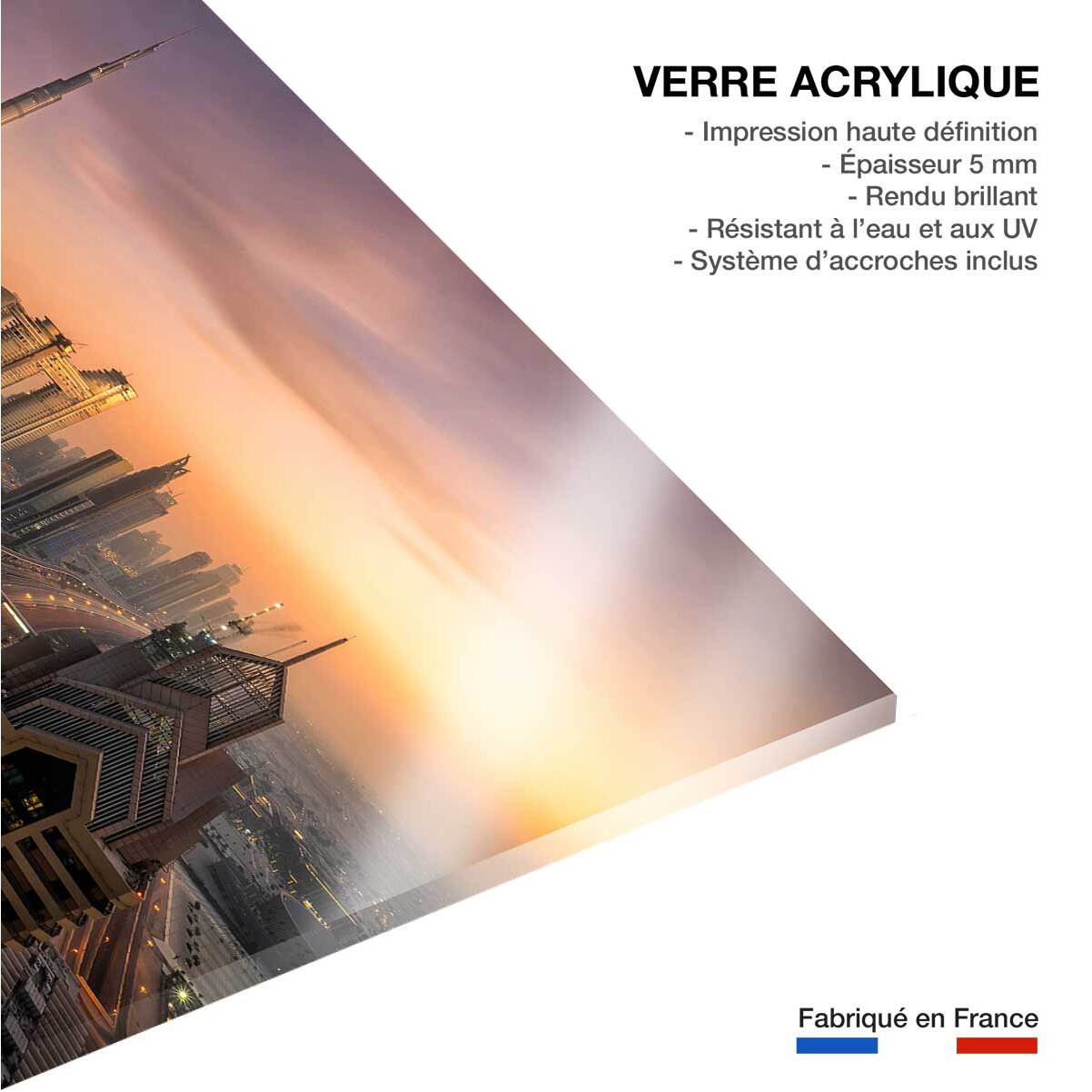 Tableau ville Dubai sunset Tableau plexiglas