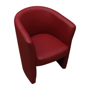Poltrona Ago, Poltrona da salotto, Seduta imbottita, Sedia con braccioli in ecopelle, 64x63h76 cm, Rosso