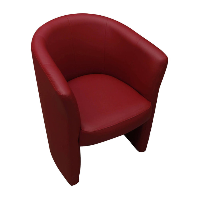 Poltrona Ago, Poltrona da salotto, Seduta imbottita, Sedia con braccioli in ecopelle, 64x63h76 cm, Rosso