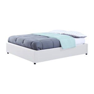 Lit coffre avec sommier Otto - Blanc - Similicuir