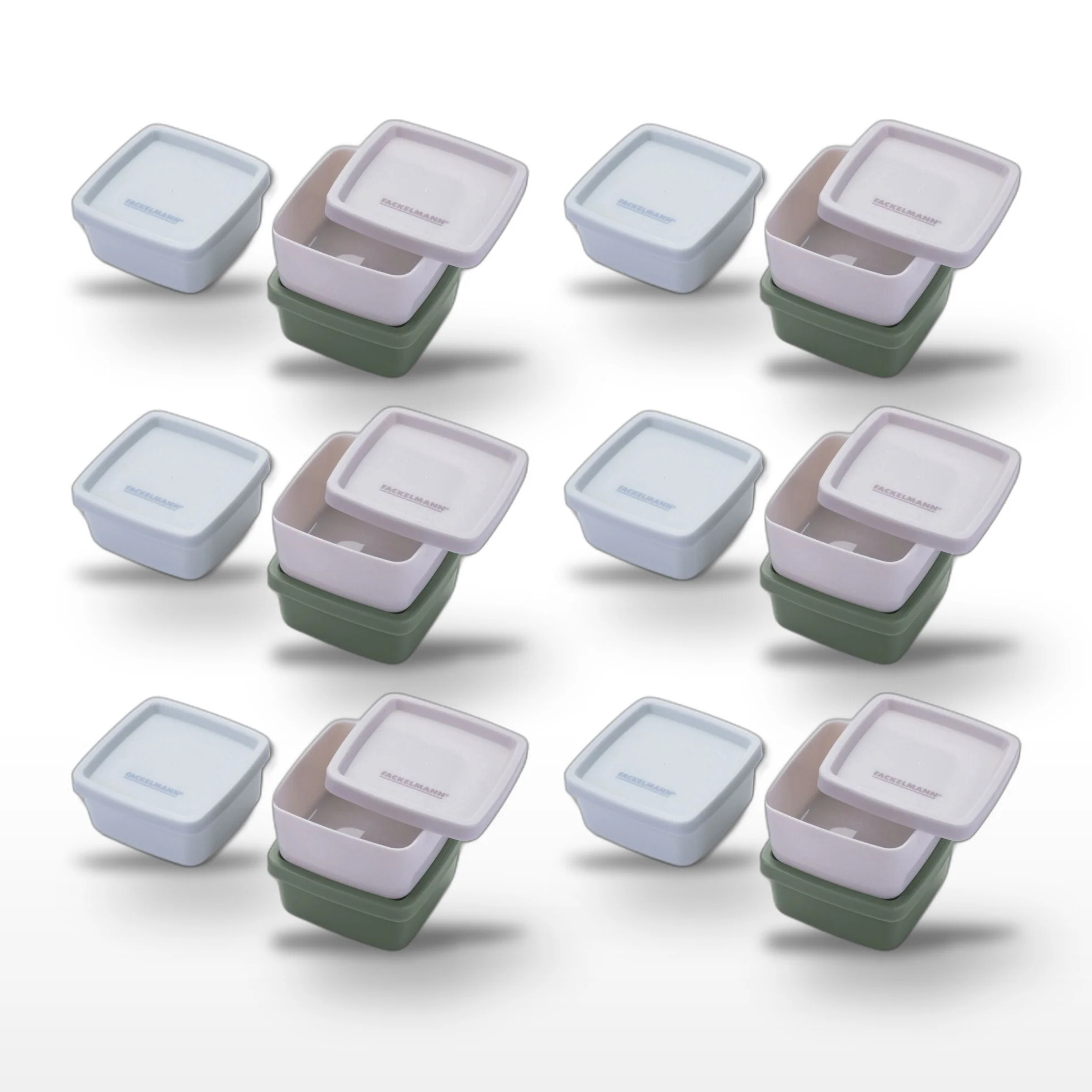 Lot de 6 Sets de 3 boîtes carrées à sauce ou épices Fackelmann Storage