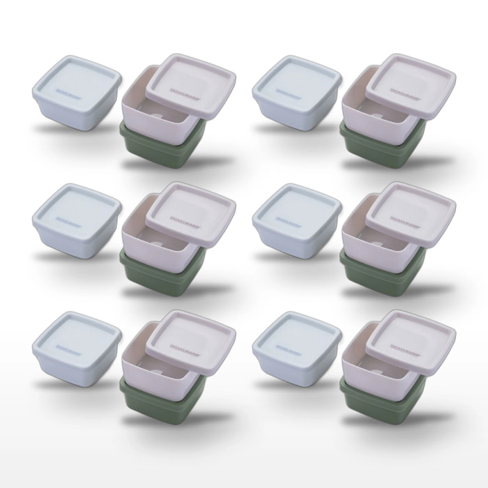 Lot de 6 Sets de 3 boîtes carrées à sauce ou épices Fackelmann Storage