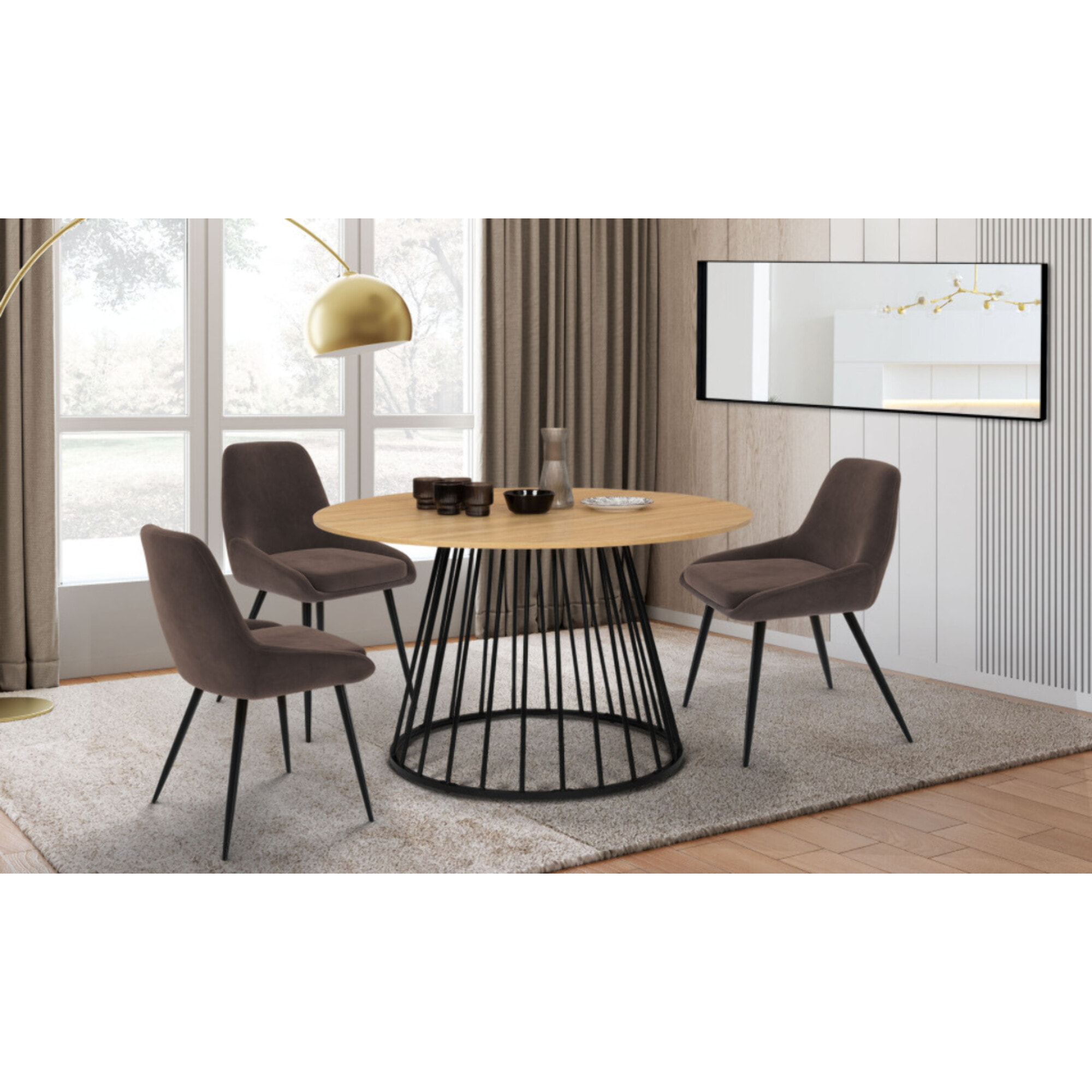 Table repas ronde Adelle 110 cm - Bois - Noir