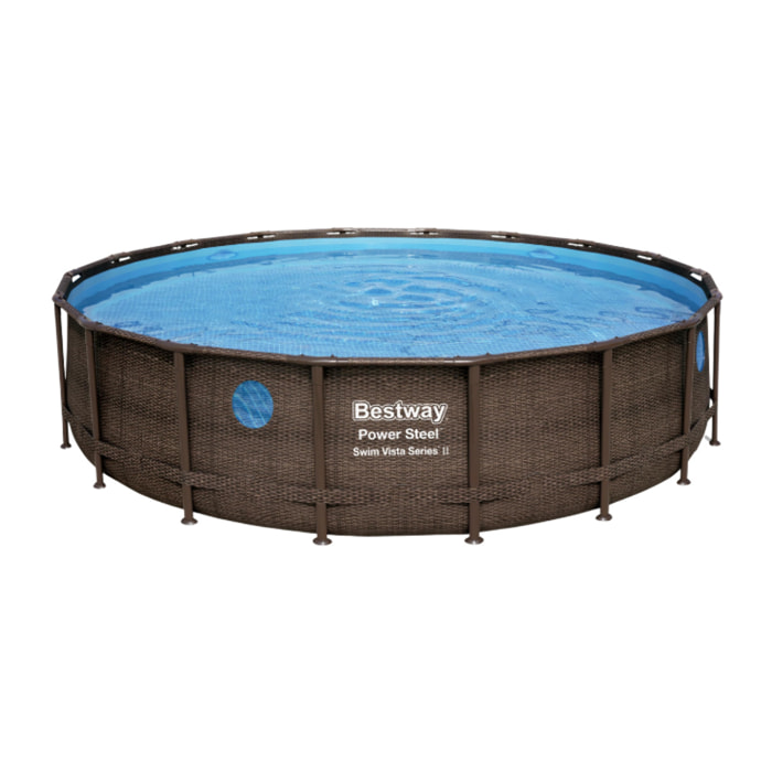 Bestway Piscine hors sol tubulaire ronde Bestway Power Steel Swim Vista II 549 x 122 cm décor bois