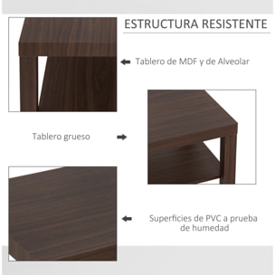 Mesa de Centro Multifuncional de Madera 90x45x40,5cm Nogal