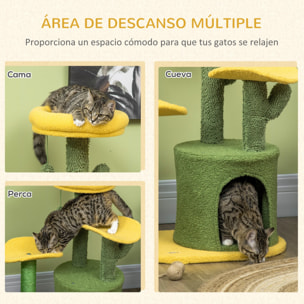 Árbol Rascador para Gatos en Forma de Cactus Altura 83 cm con Cama Caseta Postes