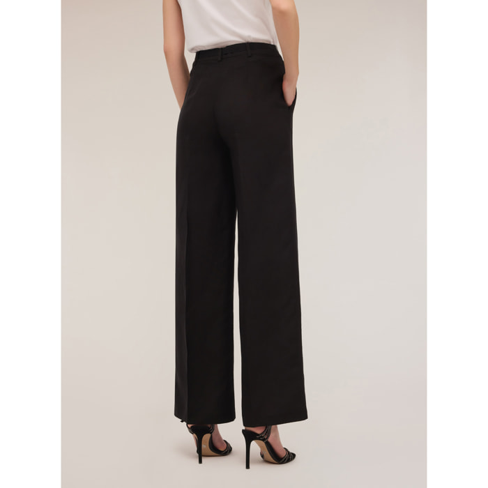 Motivi - Pantalones de pierna ancha mezcla de lino - Negro