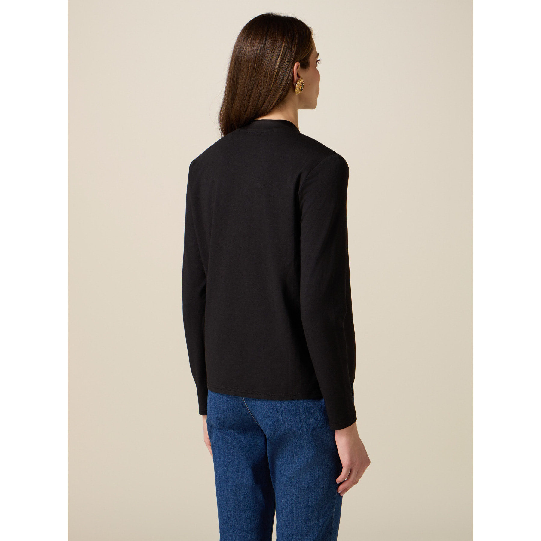 Oltre - Camiseta bimatérica de manga larga - Negro