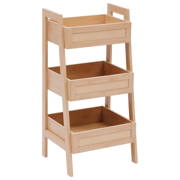 Etagère Cane 3 niveaux H80cm bois clair