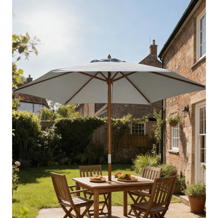 Parasol droit hexagonal de jardin grande taille dim. Ø 2,5 x 2,3H m bambou polyester gris