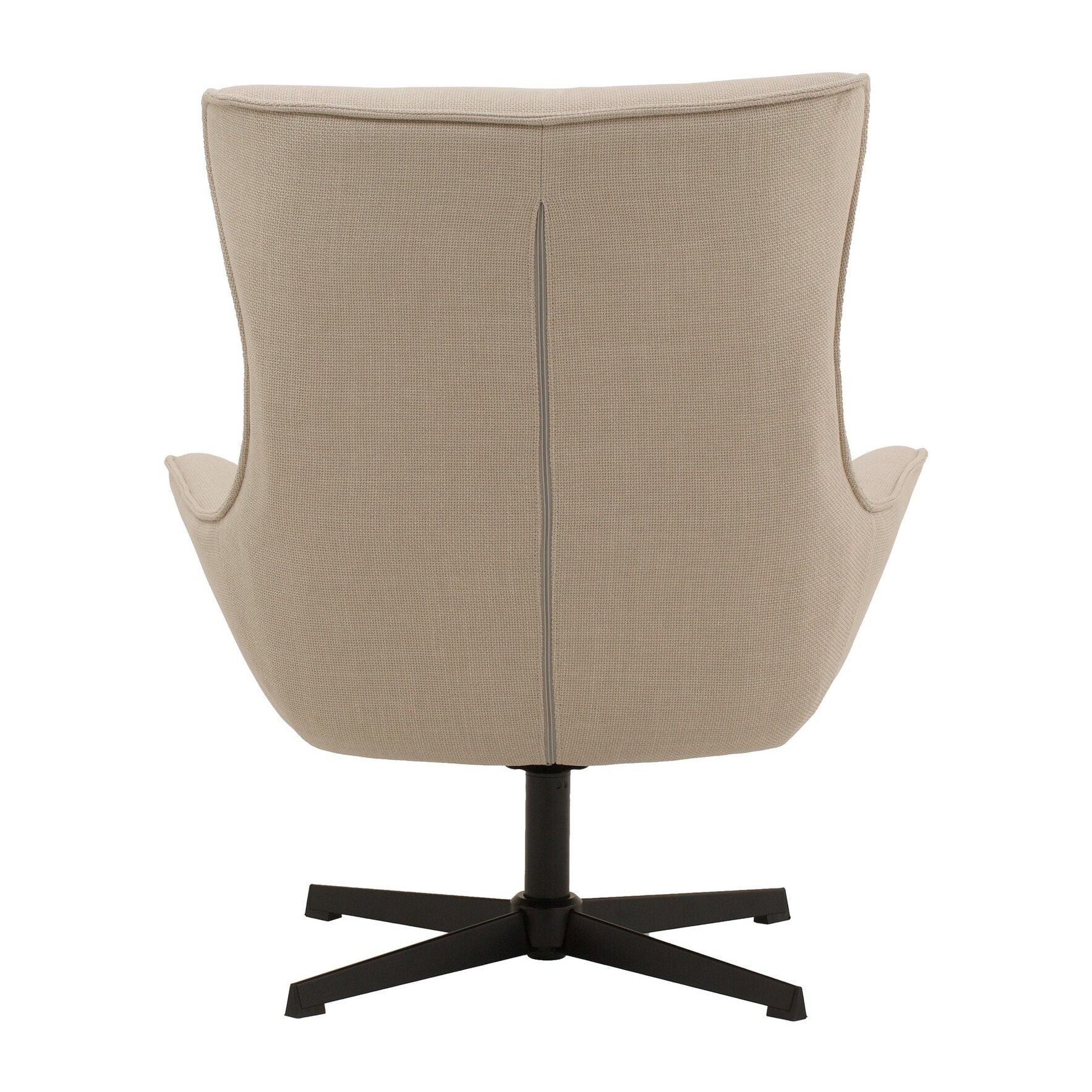 Poltrona girevole RIGA in tessuto beige e base in metallo nero