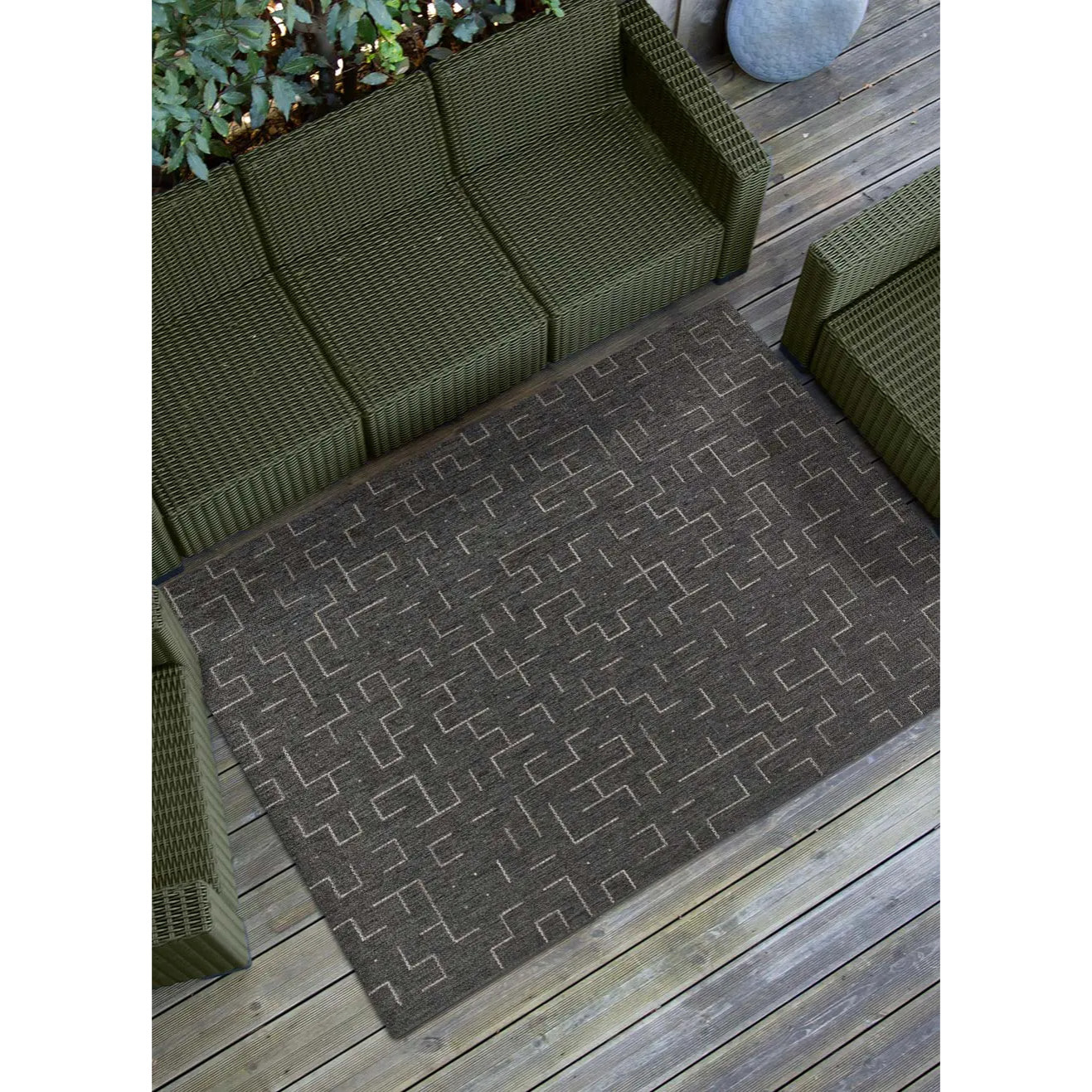 BREEZE Alfombra de exterior geométrica gris, varias medidas disponibles.