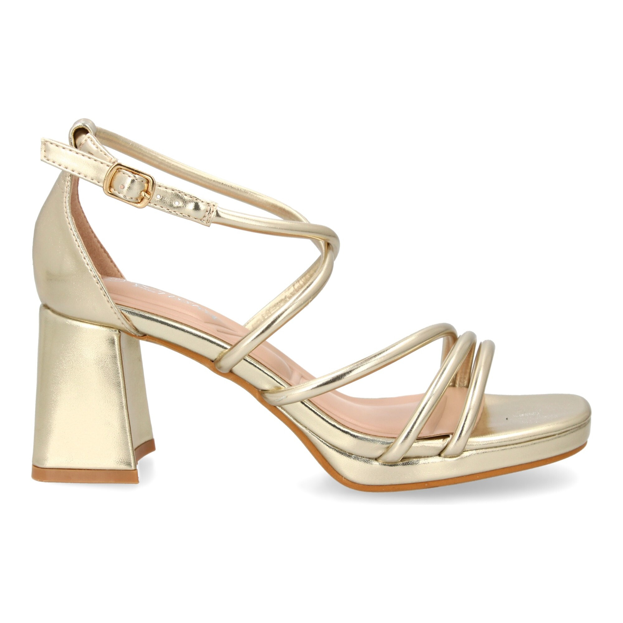 Sandalia de tacón con tiras finas para mujer