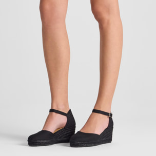 Alpargata carol cuña 7 cm en algodón con pulsera y yute tintado