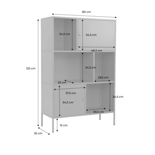 Buffet. meuble de rangement industriel métal vert 6 compartiments. L 80 x P 35 x H 125cm - Oklahoma