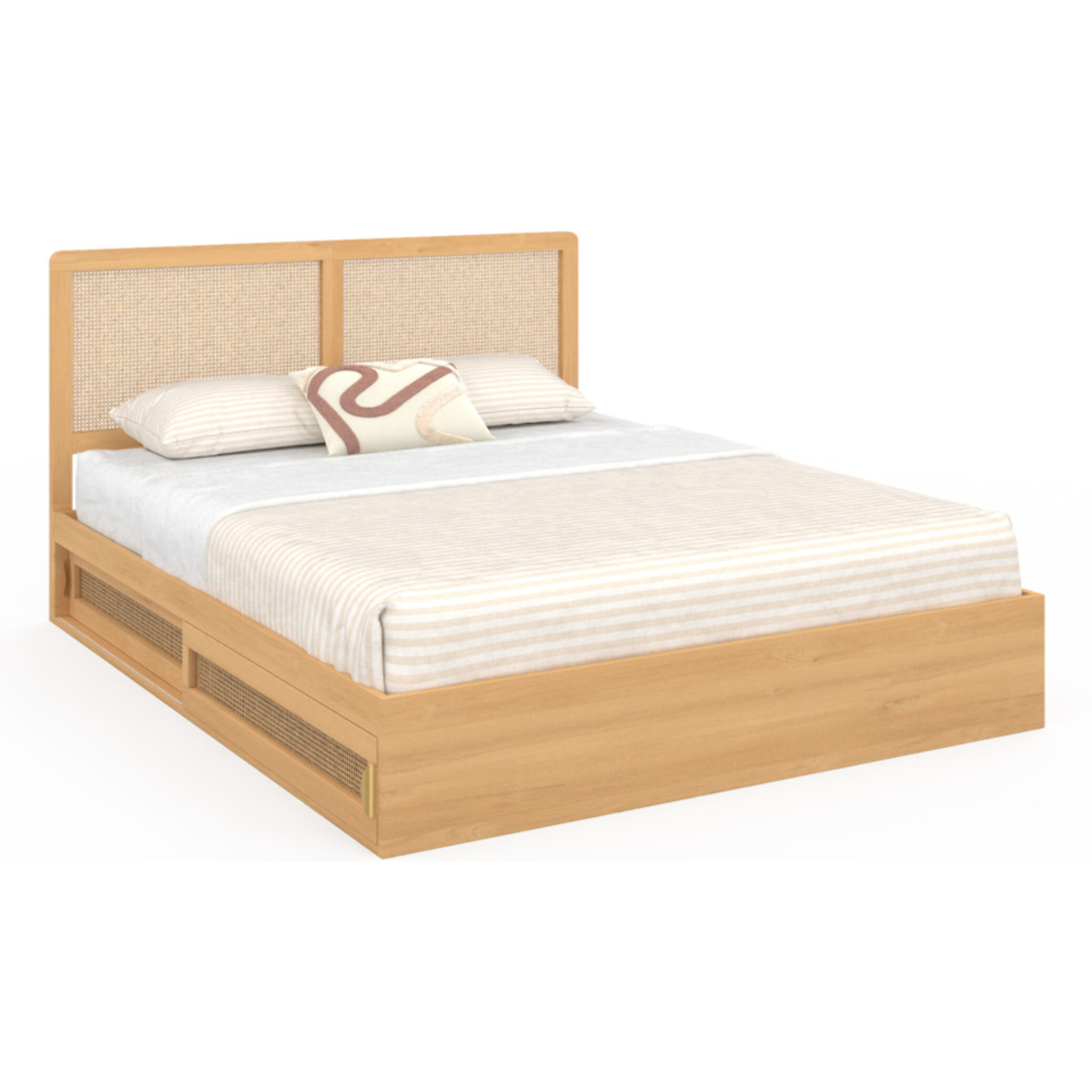 Lit Eve 160x200cm cannage et tiroirs coulissants