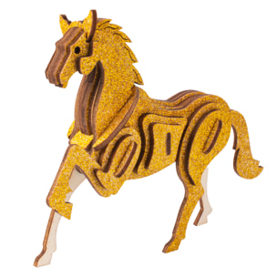 Puzzle 3D in legno. Design di cavallo. 32 pezzi.